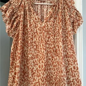 Philosophy Orange and Cream Blouse